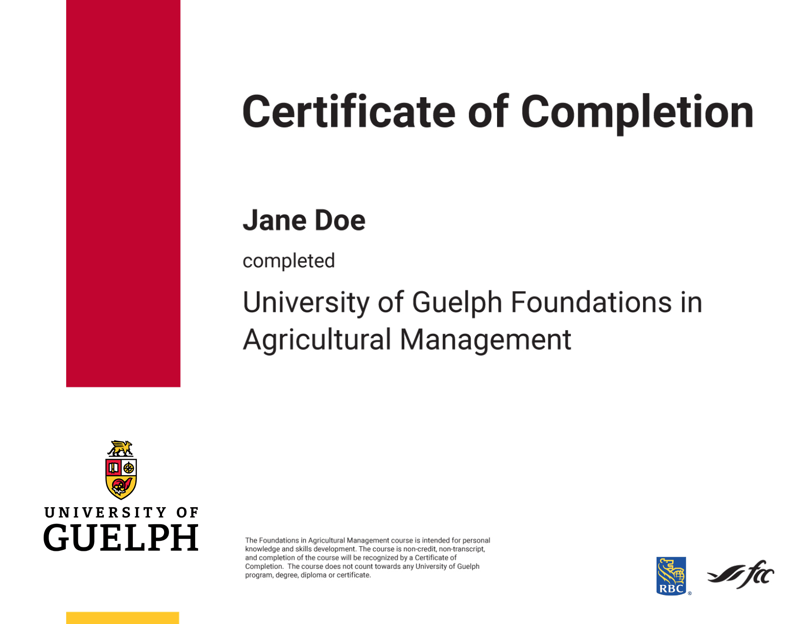 Certification of completion